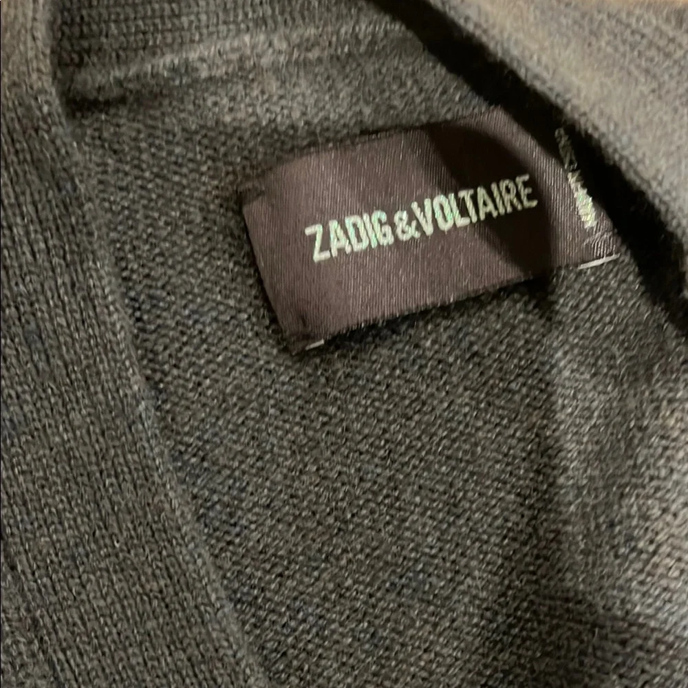 Zadig & Voltaire Gray Cardigan with Crescent Moon Pattern - Picture 7 of 9